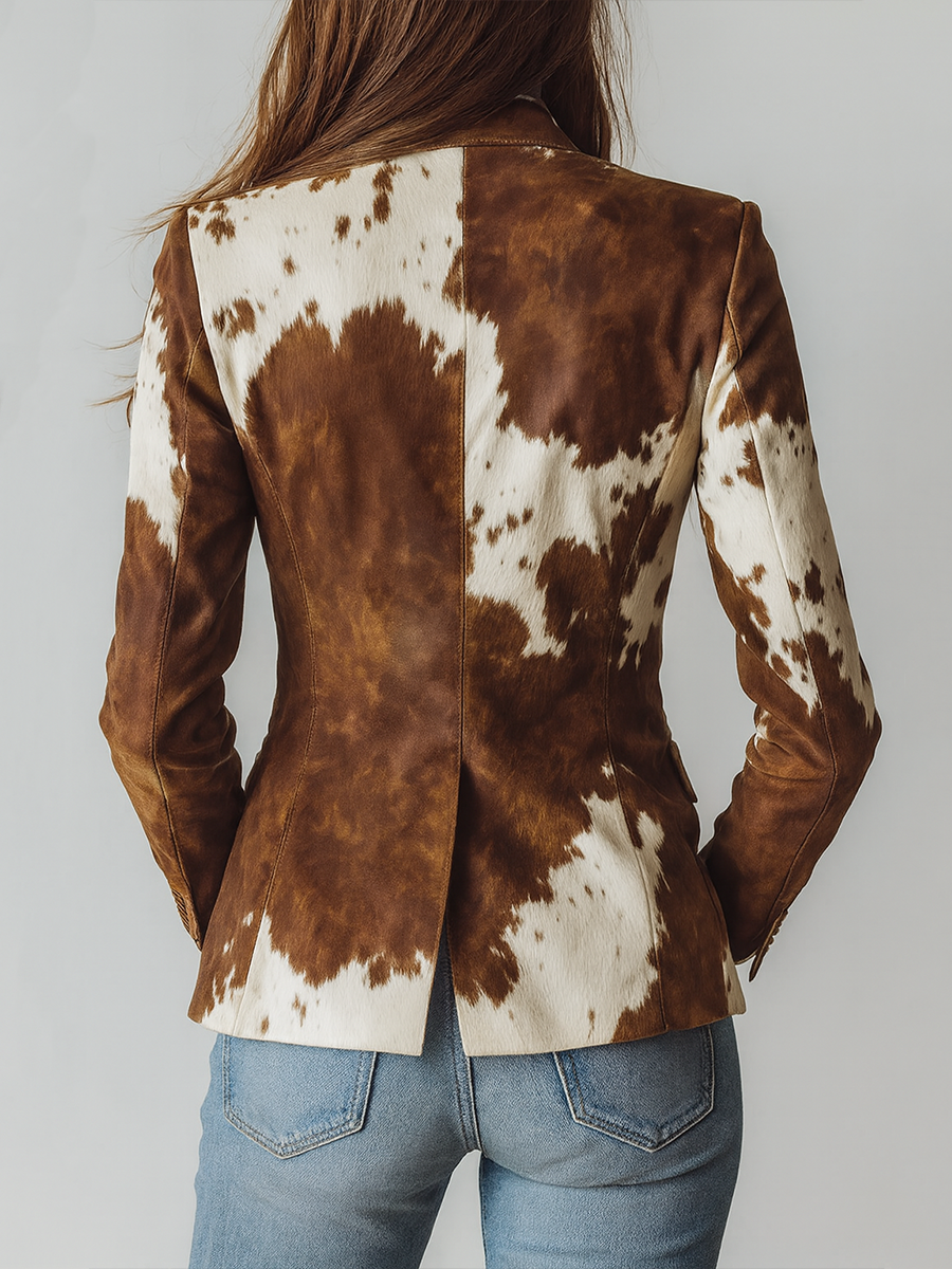 Shella | Vintage Cow Print Eco-Friendly Blazer