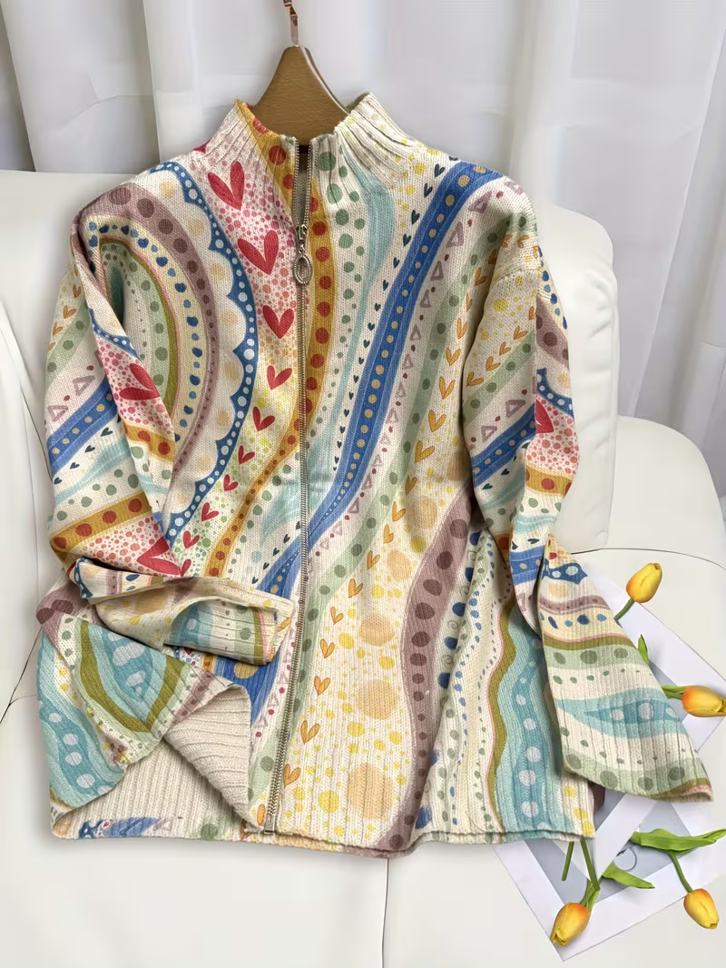 Ambrosine | Painted Paisley Zip Cardigan