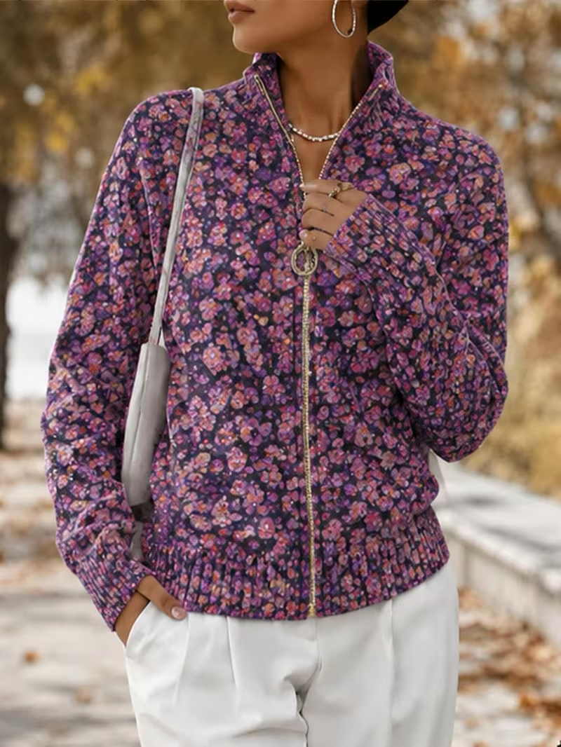 Ottilia | Violet Meadow Zip Cardigan