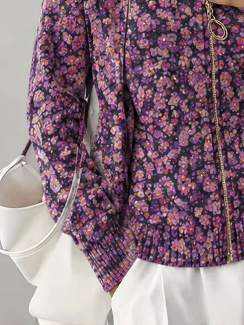 Ottilia | Violet Meadow Zip Cardigan