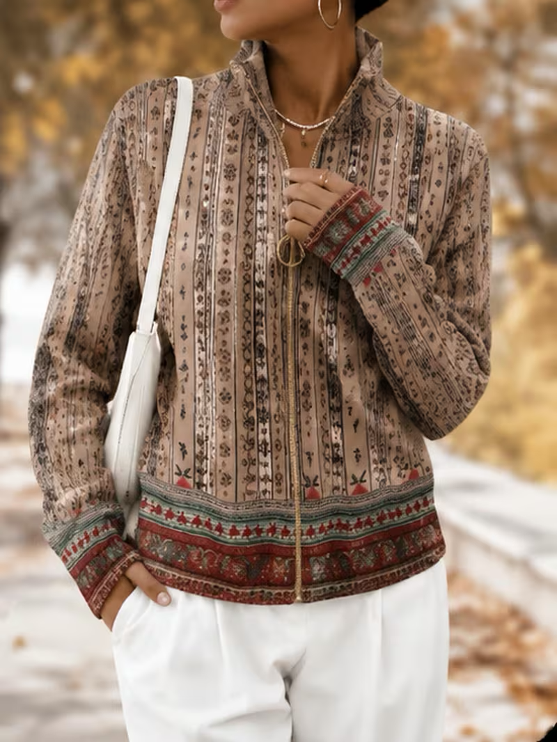 Wrenford | Woven Stripe Zip Cardigan
