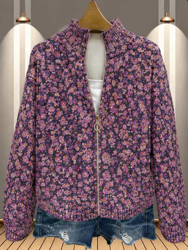 Ottilia | Violet Meadow Zip Cardigan