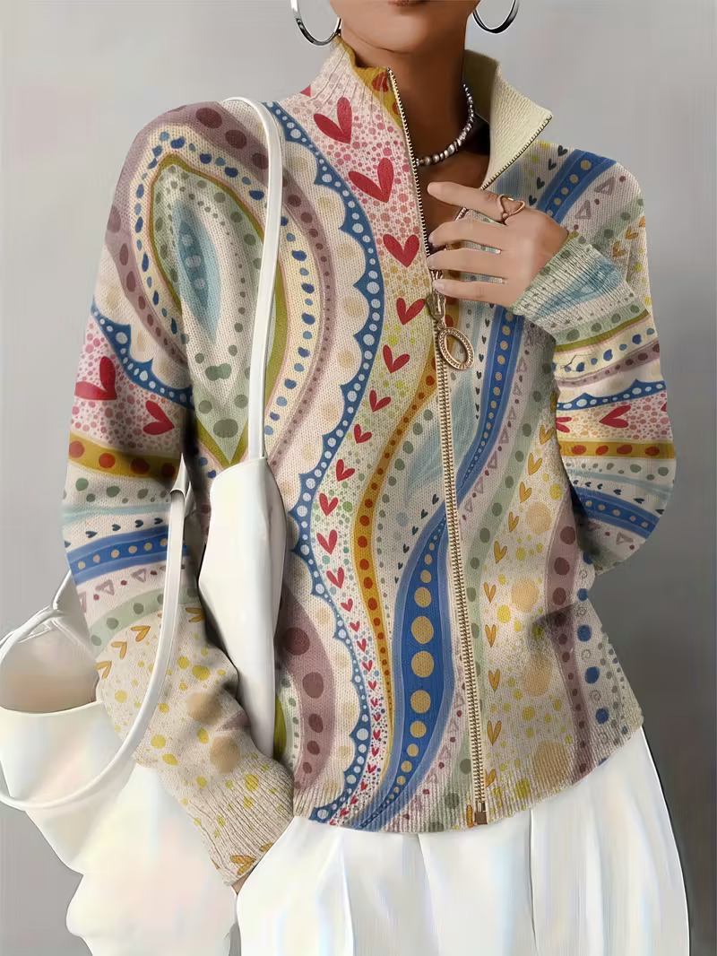 Ambrosine | Painted Paisley Zip Cardigan