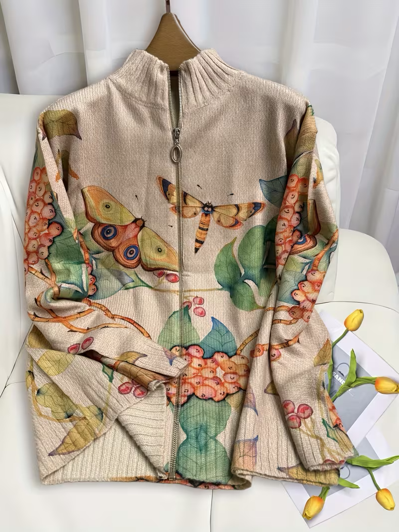 Brontina | Butterfly Garden Zip Cardigan