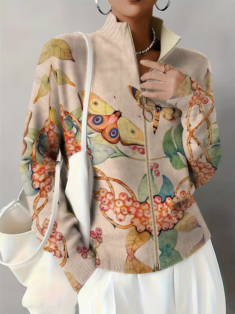 Brontina | Butterfly Garden Zip Cardigan