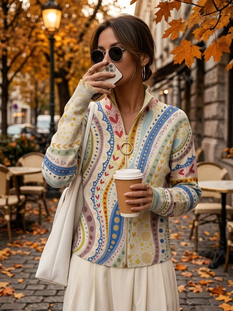 Ambrosine | Painted Paisley Zip Cardigan