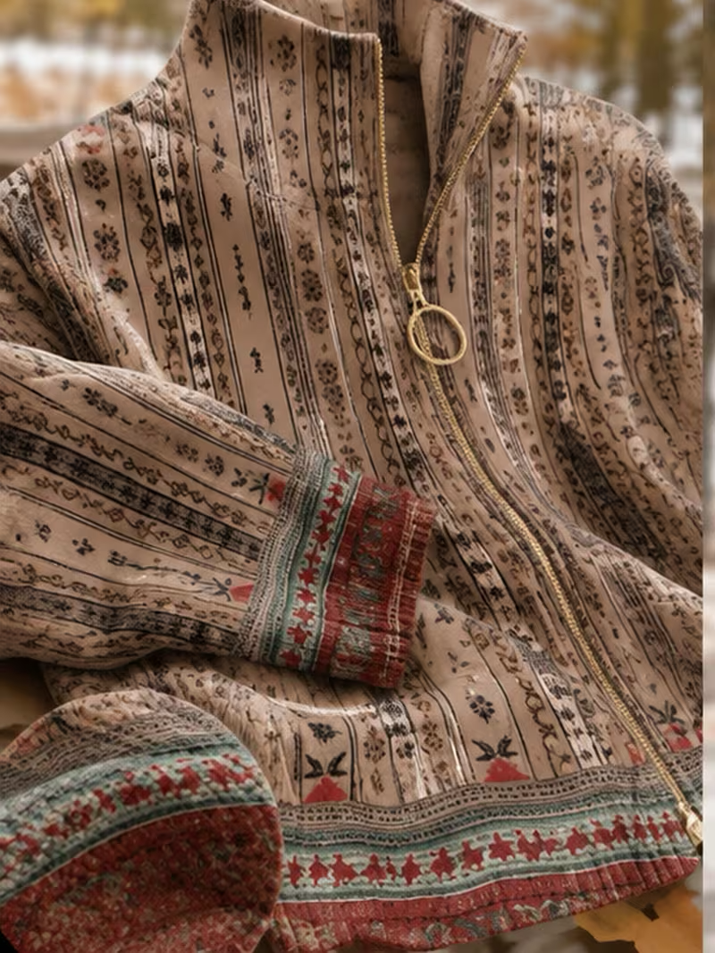 Wrenford | Woven Stripe Zip Cardigan