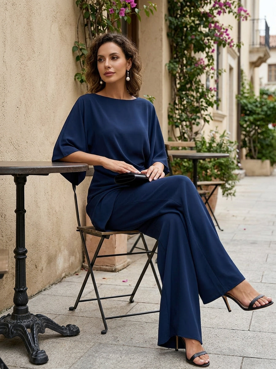 Lucretia | Draped Asymmetric Wide-Leg Two-Piece Set