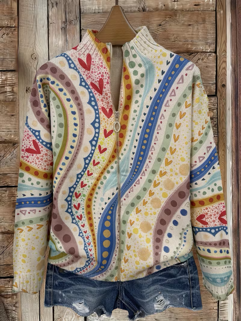 Ambrosine | Painted Paisley Zip Cardigan