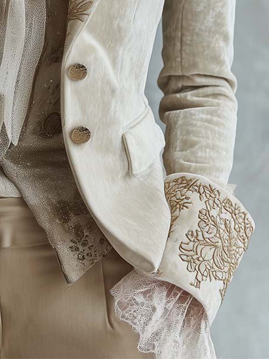 Ivora | Ivory Embroidered Tailored Blazer