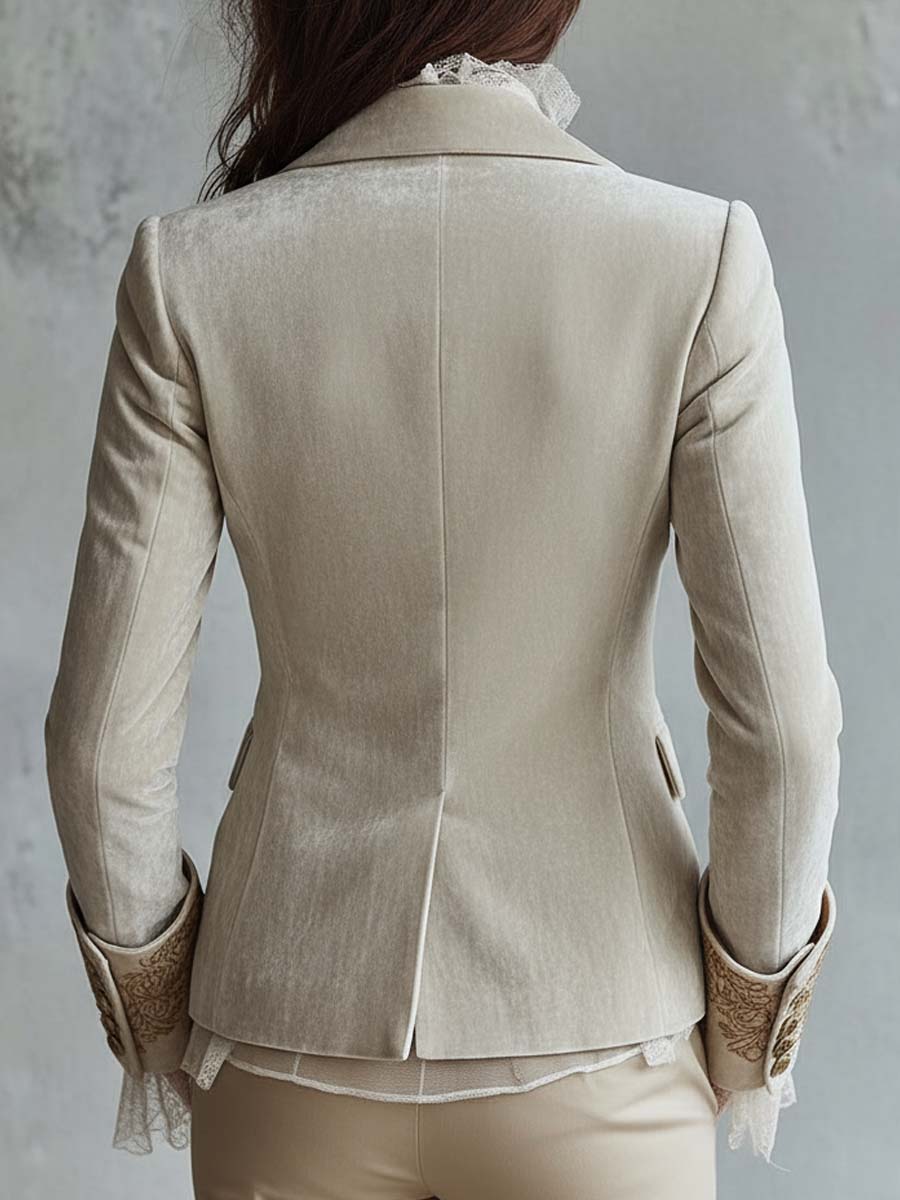 Ivora | Ivory Embroidered Tailored Blazer