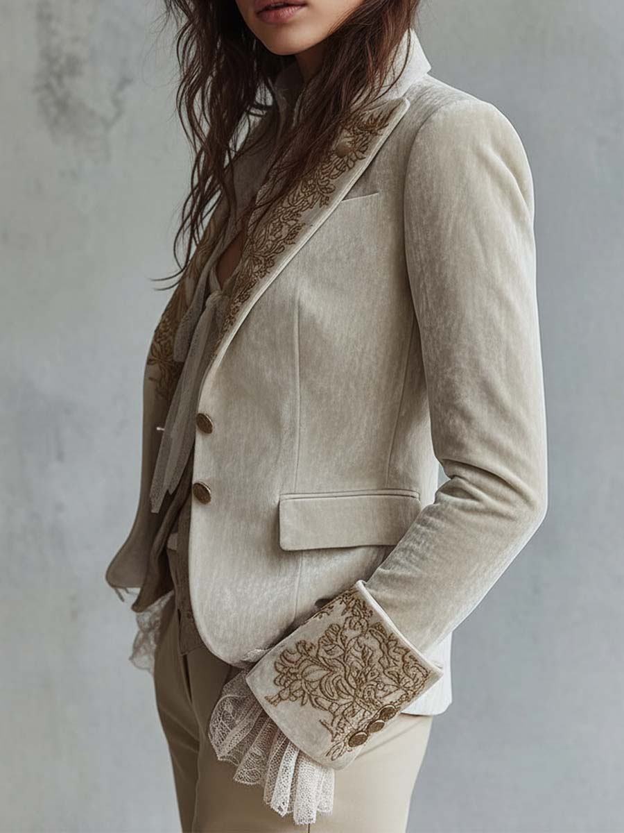 Ivora | Ivory Embroidered Tailored Blazer