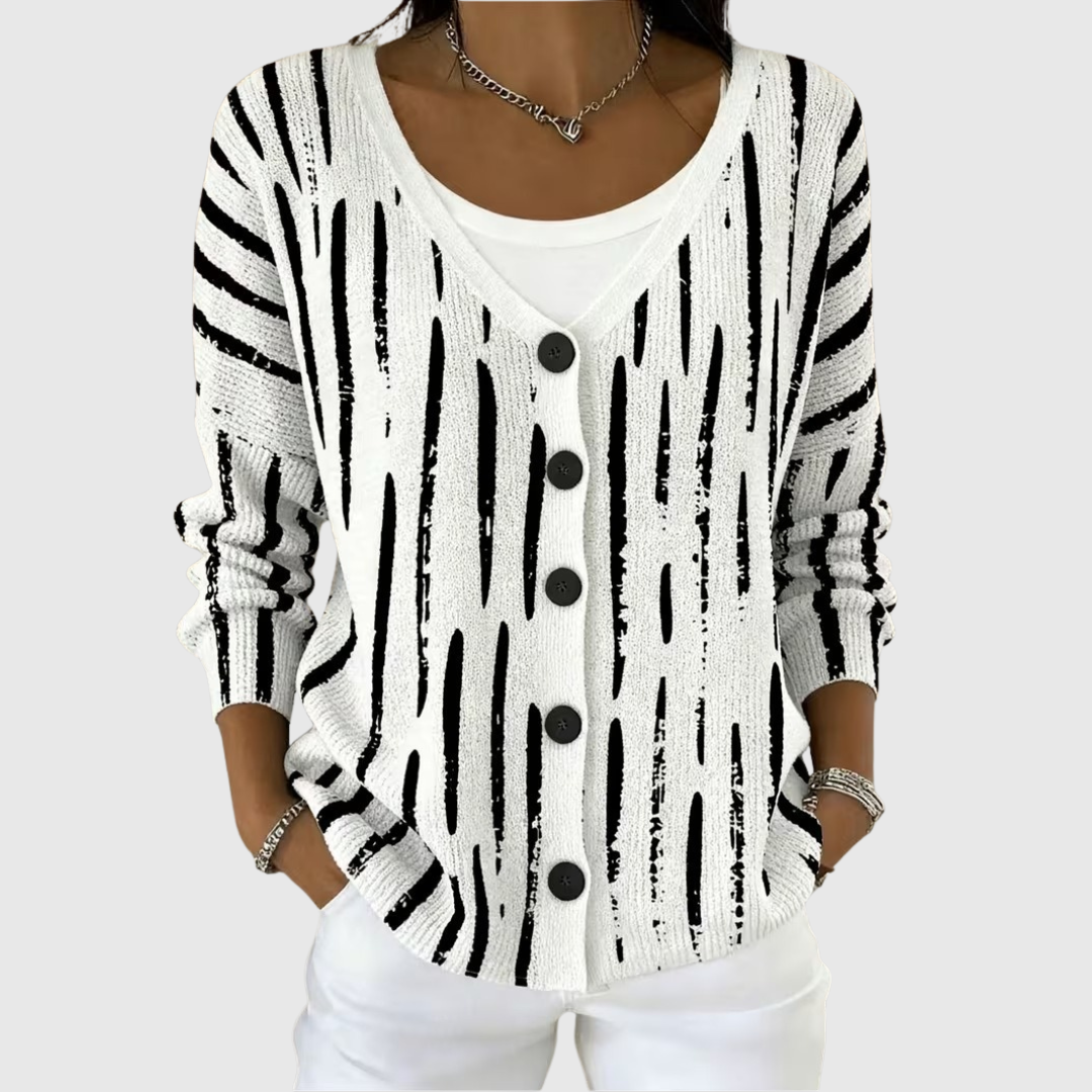 Leonora | Button-Front Ribbed Knit Cardigan