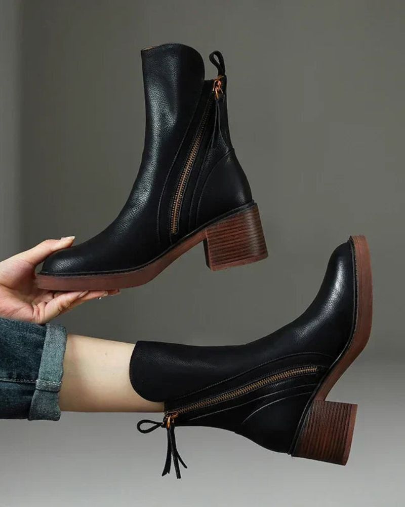 Grazie | Leather Square-Heel Boots