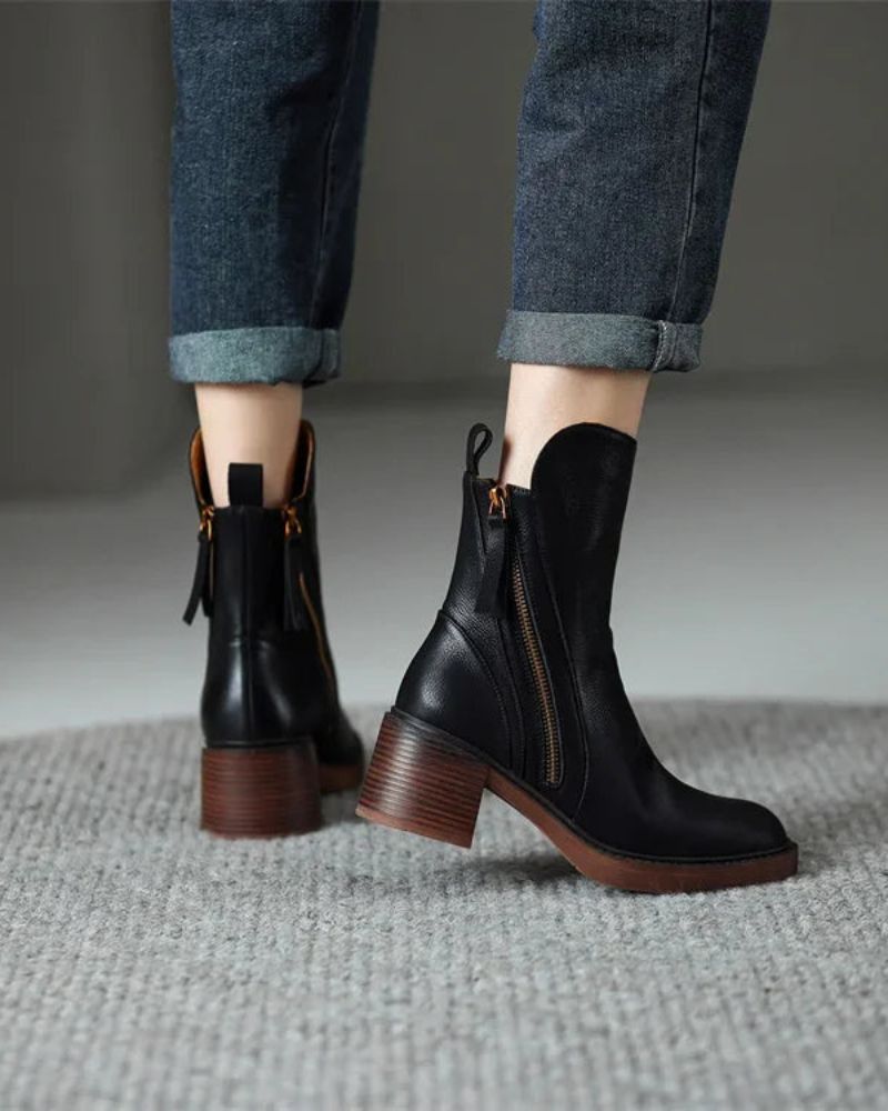 Grazie | Leather Square-Heel Boots