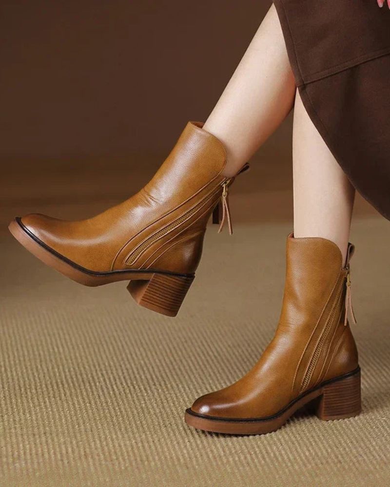 Grazie | Leather Square-Heel Boots