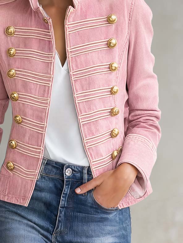 Marion | Military-Inspired Denim Jacket With Gold Buttons