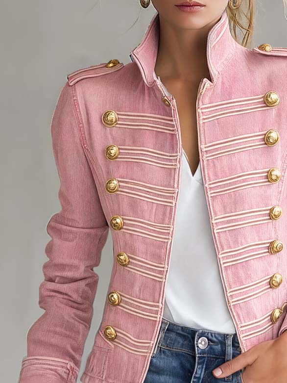 Marion | Military-Inspired Denim Jacket With Gold Buttons