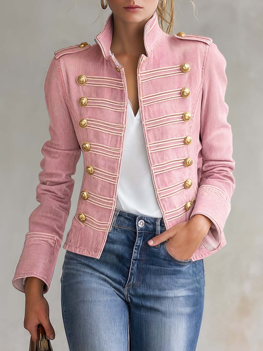 Marion | Military-Inspired Denim Jacket With Gold Buttons