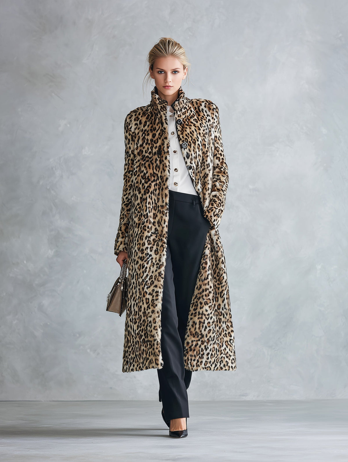 Joanne | Leopard Print Short-Pile Coat With High Collar