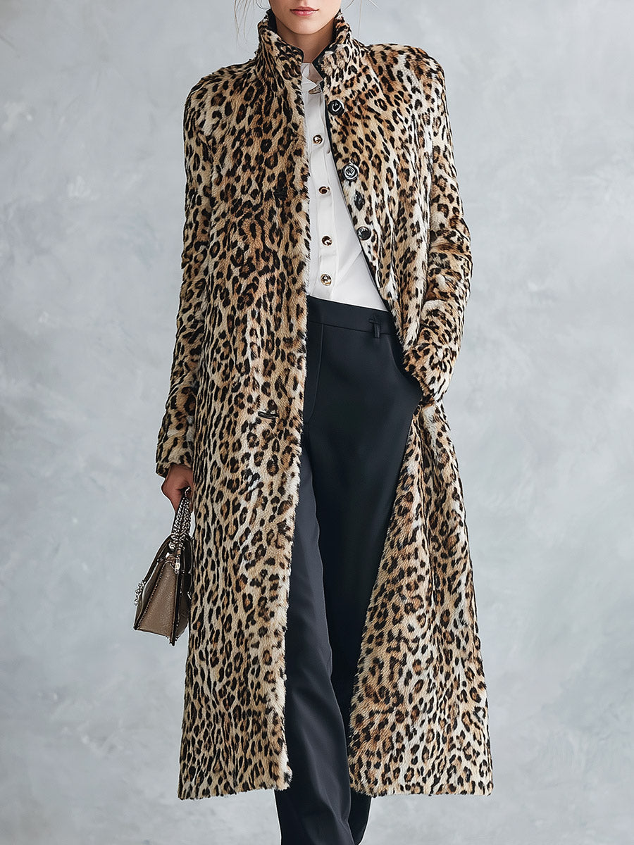 Joanne | Leopard Print Short-Pile Coat With High Collar