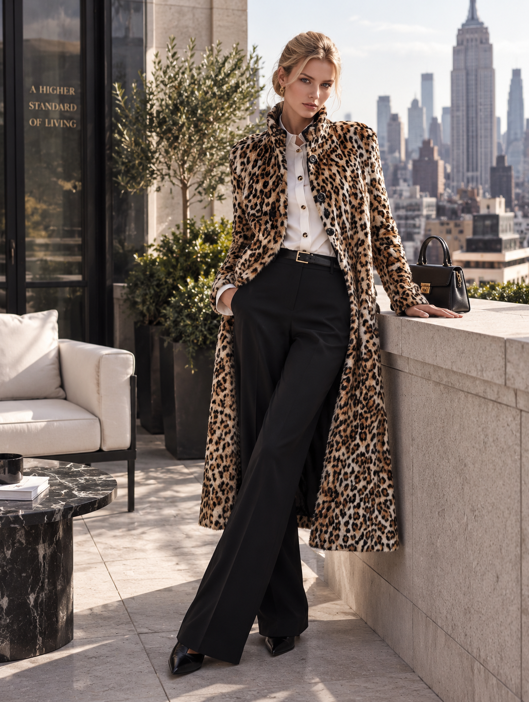 Joanne | Leopard Print Short-Pile Coat With High Collar