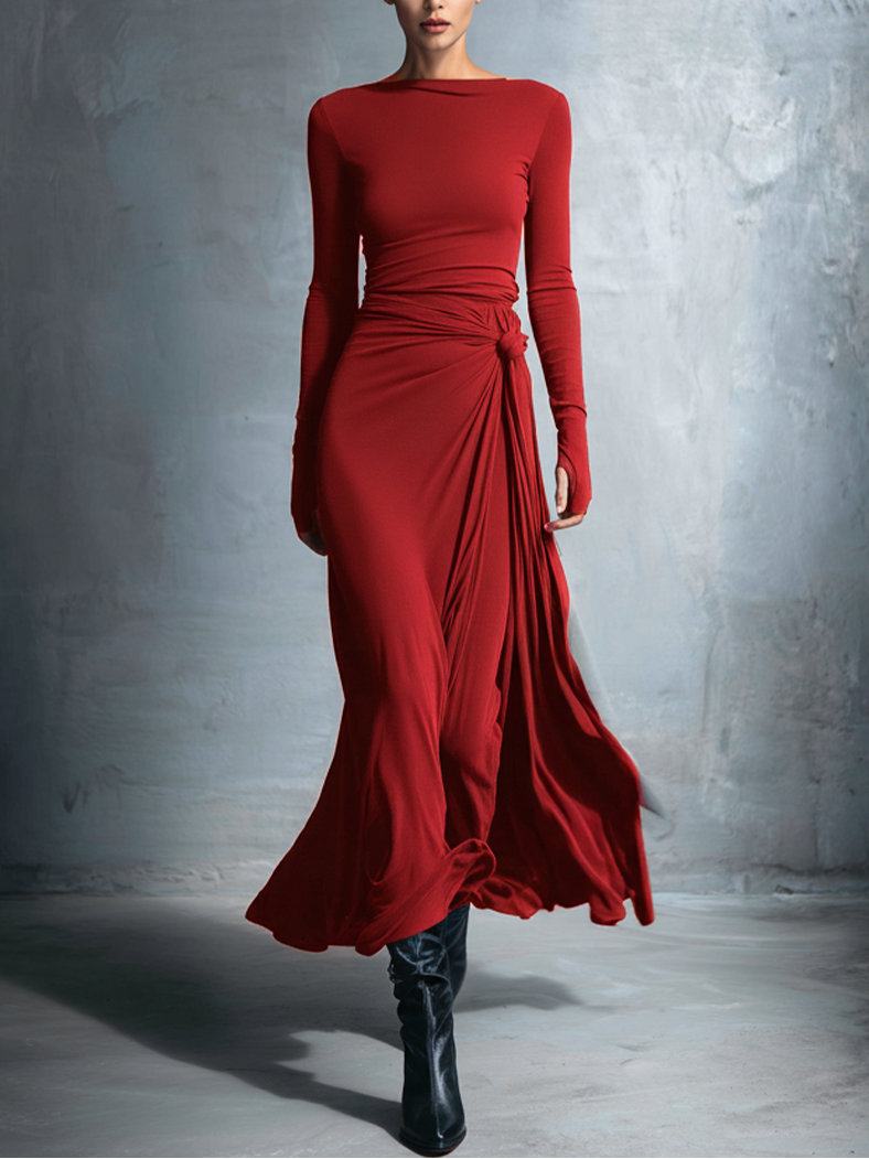 Yasmina | Side-Tie Draped Maxi Dress