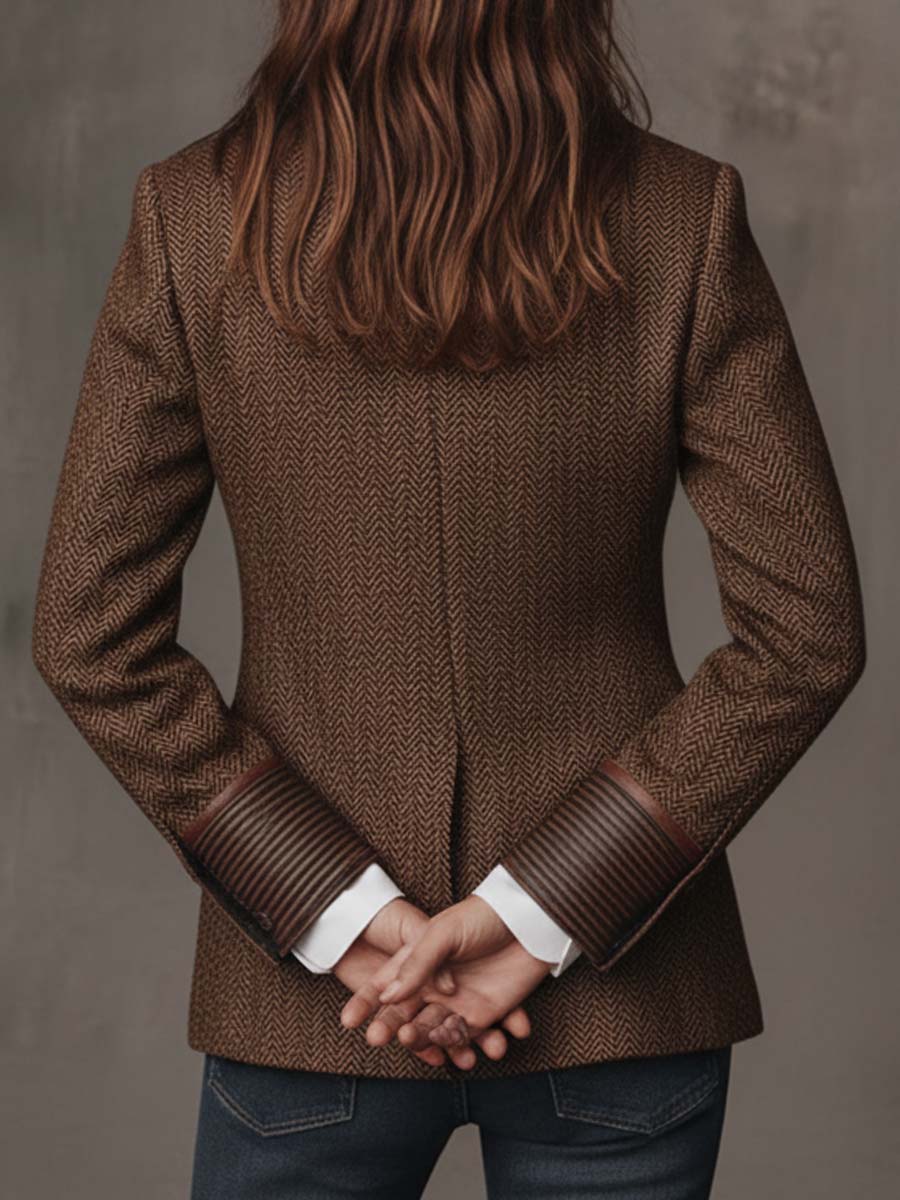 Emilia | Herringbone Printed Panel Blazer