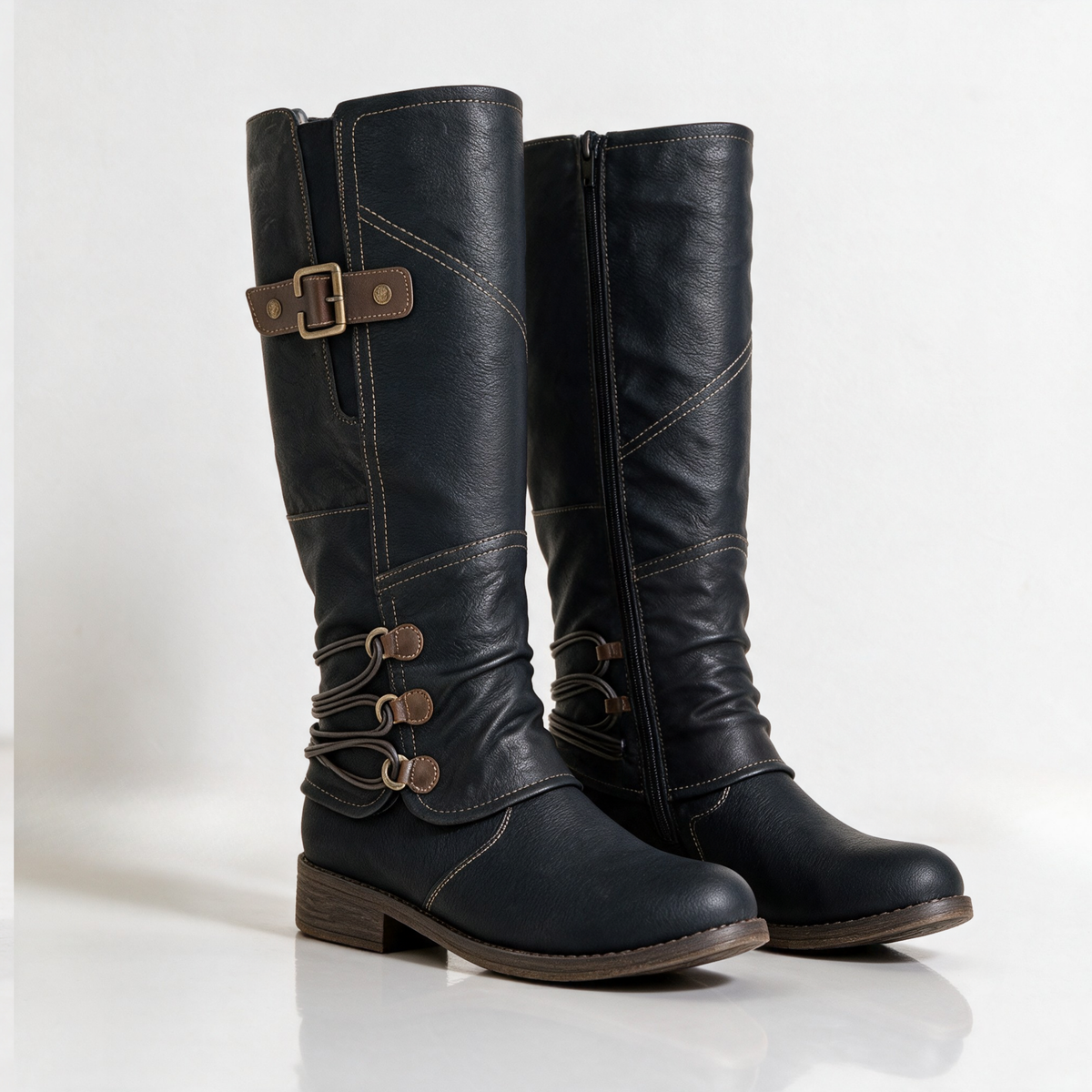 Angelita | Tall Riding Boots With Wrapped Ankle Cords