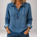 Jorunn | Jacquard Denim-Wash Polo Sweater