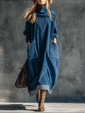 Vinia | Vintage High Collar Midi Dress with Pockets