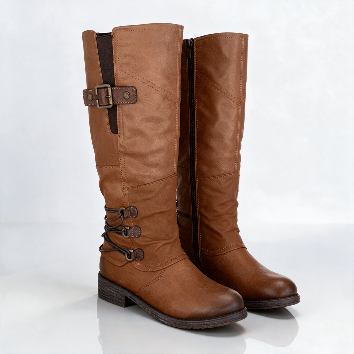 Angelita | Tall Riding Boots With Wrapped Ankle Cords