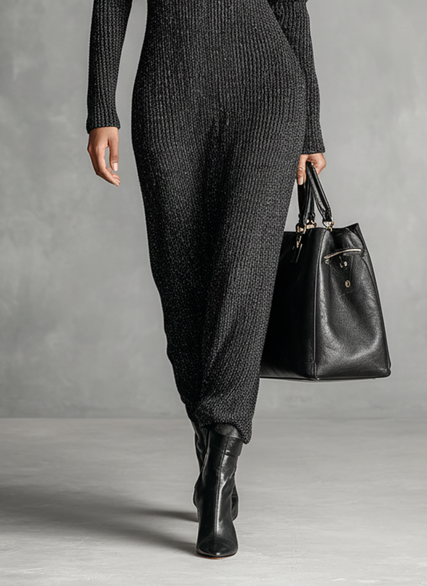 Lisa | Long Knit Dress With Zip Neckline