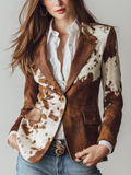 Shella | Vintage Cow Print Eco-Friendly Blazer