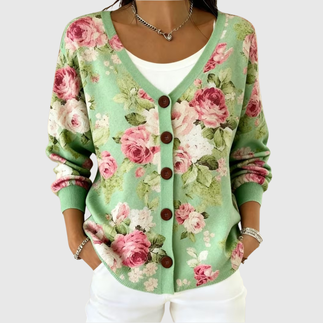 Olga | Button-Front Ribbed Knit Cardigan