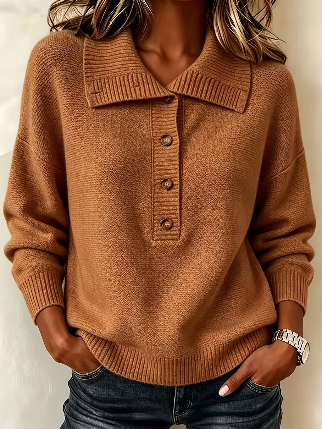 Natalia | Collared Button Autumn Sweater