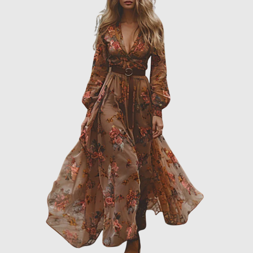 Alina Soleil | Embroidered Boho Maxi Dress With Belted Waist