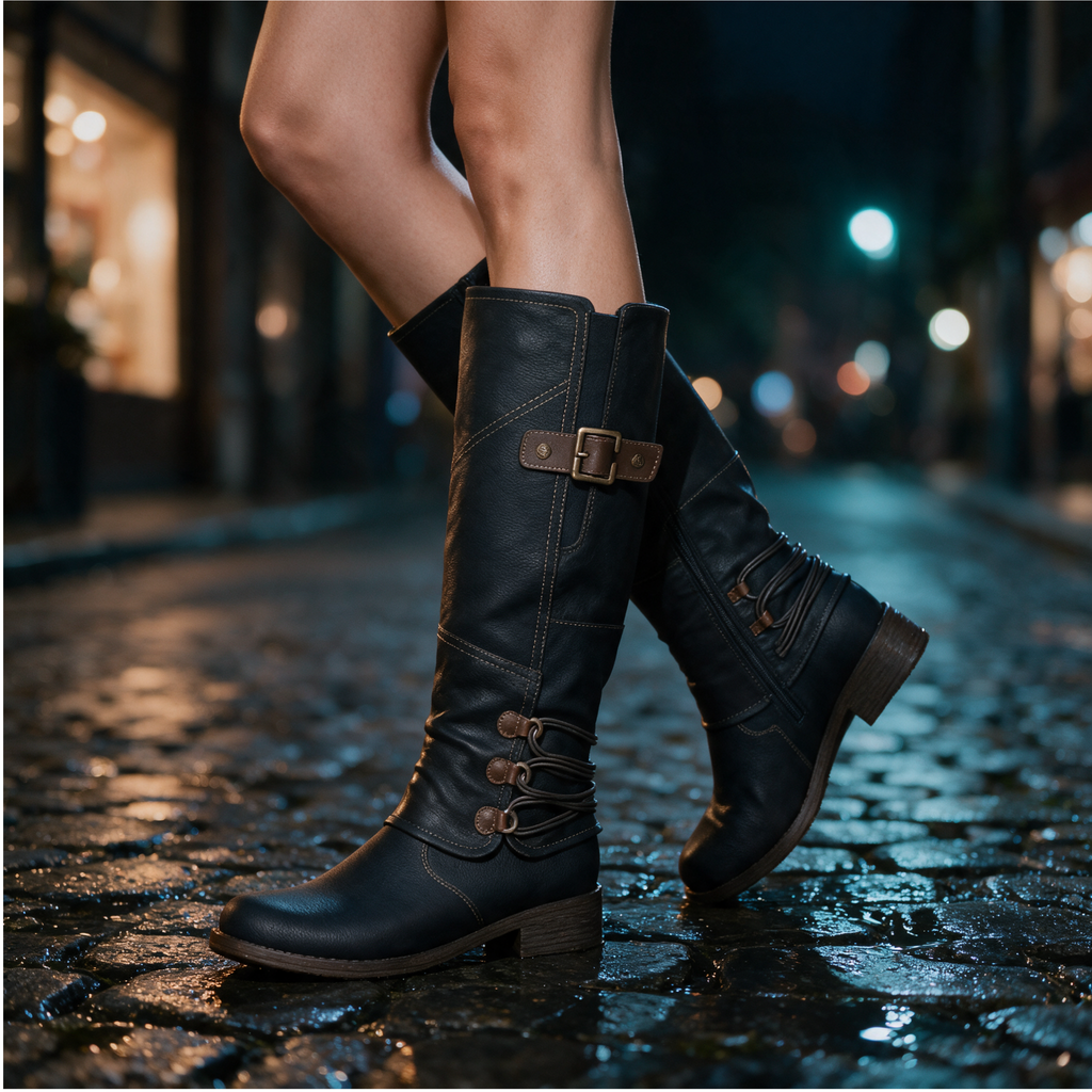 Angelita | Tall Riding Boots With Wrapped Ankle Cords