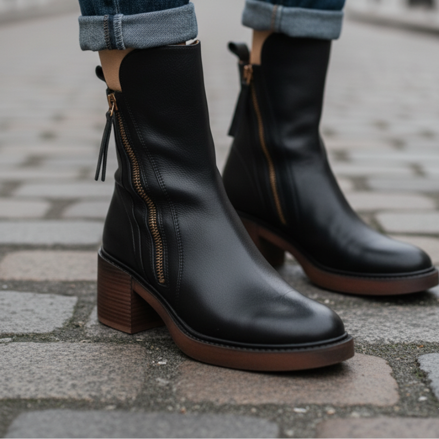 Grazie | Leather Square-Heel Boots