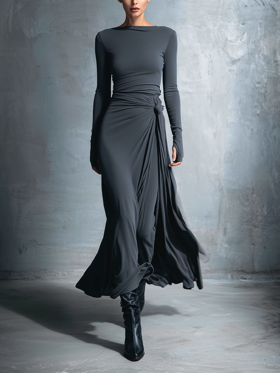 Yasmina | Side-Tie Draped Maxi Dress