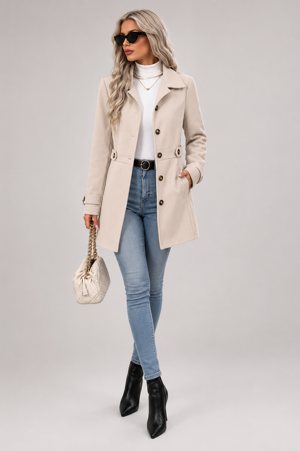 Bea | Fitted Single-Breasted Coat With Notch Lapels