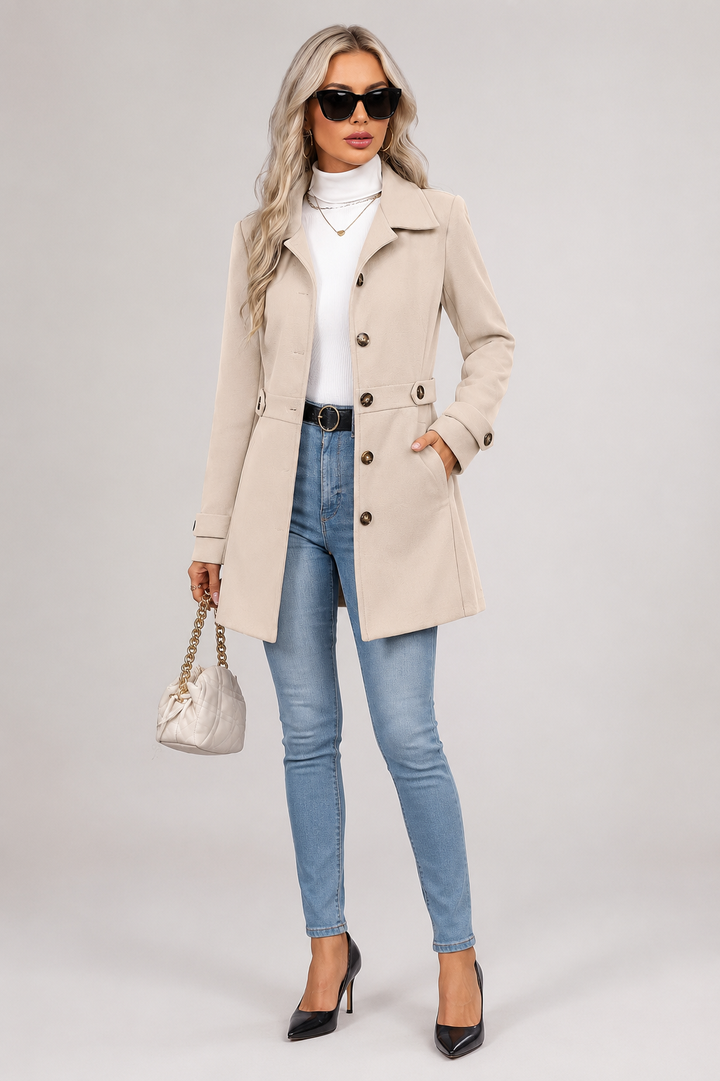 Bea | Fitted Single-Breasted Coat With Notch Lapels
