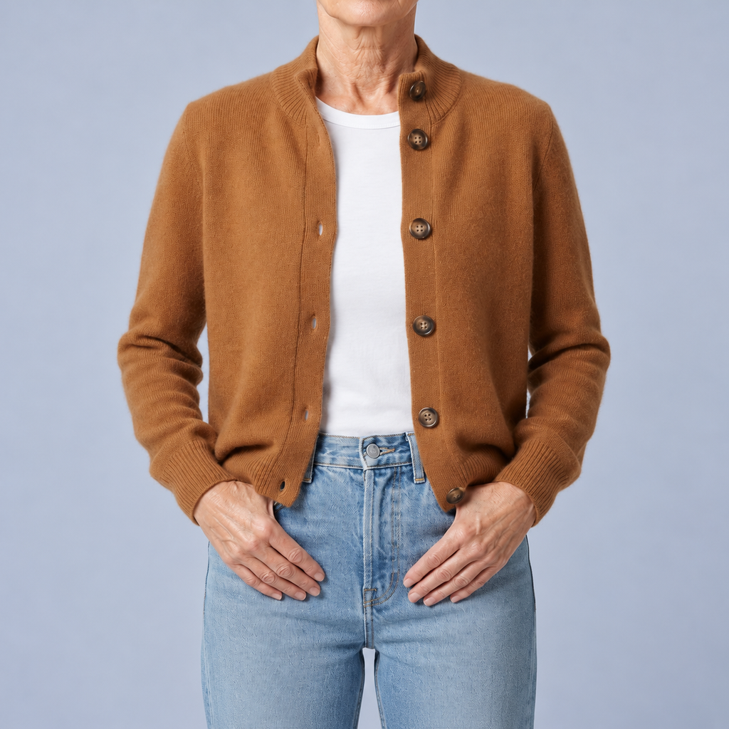 Loriana | Soft Mock-Neck Button Cardigan