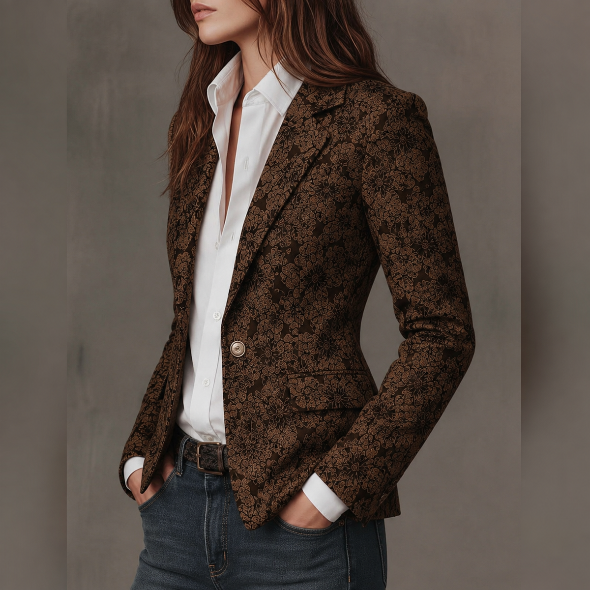 Maria | Paisley Jacquard Fitted Blazer