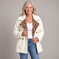 Lora | Cozy Teddy Coat With Leopard Accent