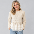 Jenna | Pointelle Knit Sweater With Layered Ruffle Hem