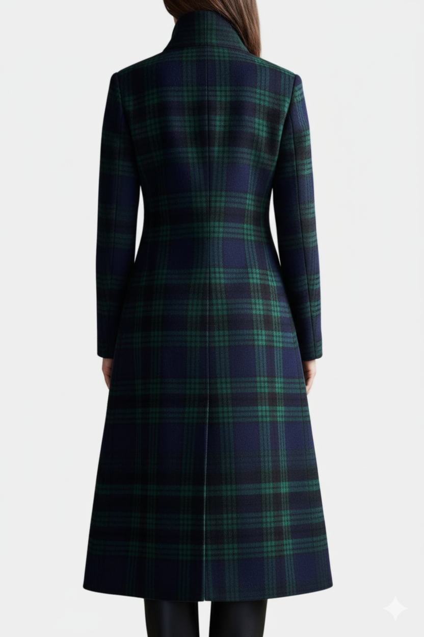 Rébecca | Fitted Mid-Length Plaid Coat