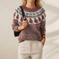 Cotton Sweater with Cats Nordic Pattern