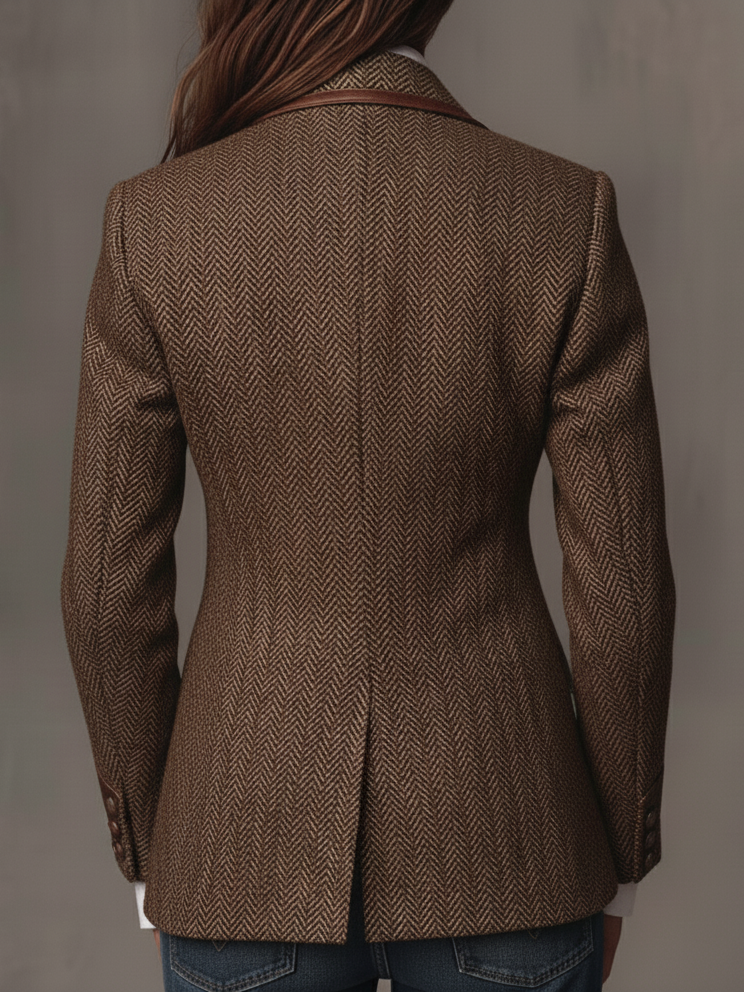 Emilia | Herringbone Printed Panel Blazer