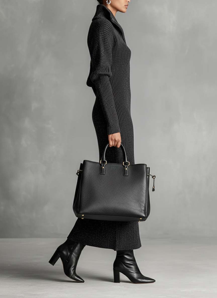 Lisa | Long Knit Dress With Zip Neckline